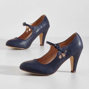 ModCloth Navy Blue Mary Jane Heels - Size 7